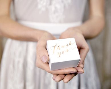 PartyDeco, ozdobne pudełeczka, thank you, biały, 6-3,5-5,5 cm, 10 szt.