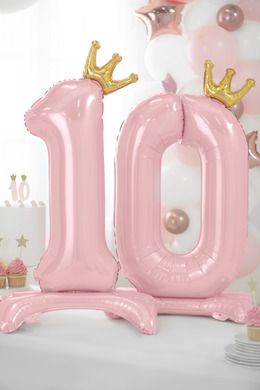 PartyDeco, stojący balon foliowy, cyfra "1", 84 cm, jasny różowy, 1 szt.
