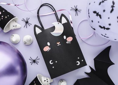 PartyDeco, torebka na prezenty Kot, mix, 8-14-18 cm, 1 szt.