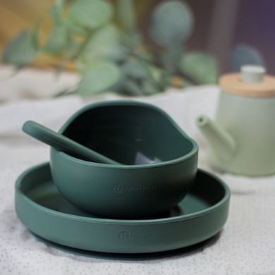 Petite&Mars, Take&Match, silikonowy talerzyk z przyssawką, Misty Green, 6m+