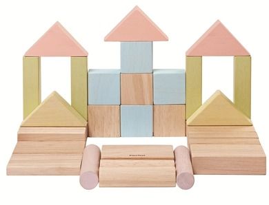 Plan Toys, klocki drewniane, pastelowa, 40 elementów