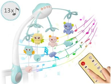 Ricokids, karuzela do łóżeczka, z projektorem na pilota, niebieska