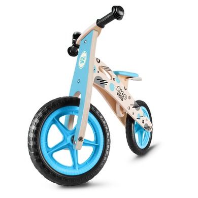 Ricokids, rowerek biegowy dla dzieci, drewniany, niebieski