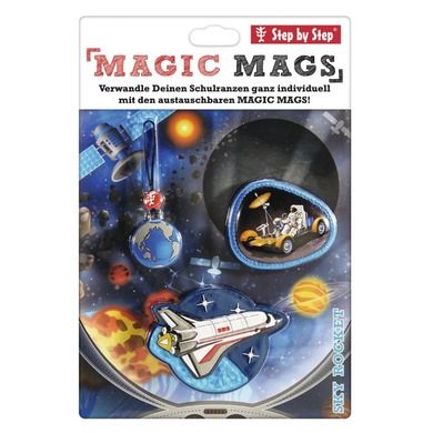 Step by Step, Magic Mags, Sky Rocket, Space, Grade, Cloud, Kid, 2 magnesy i zawieszka, akcesoria do plecaka