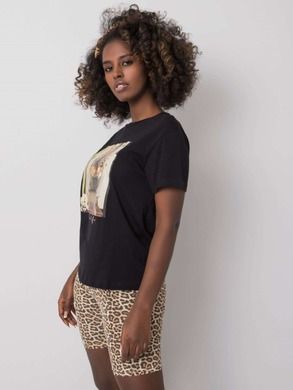T-shirt damski, czarny, Pepper & Mint
