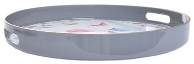 Taca okrągła szara z króliczkami, 35 cm, 23-15-2 cm