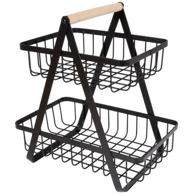 Vilde, koszyk dwupoziomowy, metalowy, czarny loft, 27-17,5-29 cm