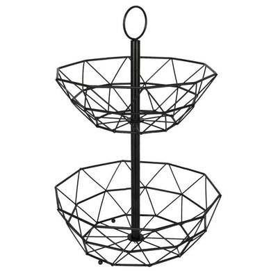 Vilde, koszyk na owoce i warzywa, metalowy, czarny, 2-poziomowy loft, 43 cm