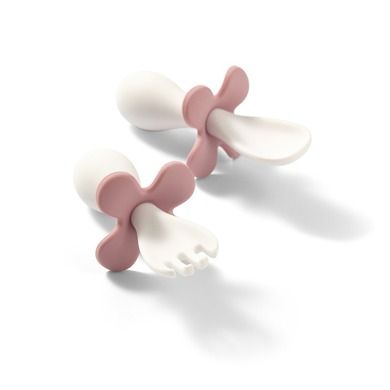 BabyOno, ergonomiczne sztućce dla dzieci, różowe
