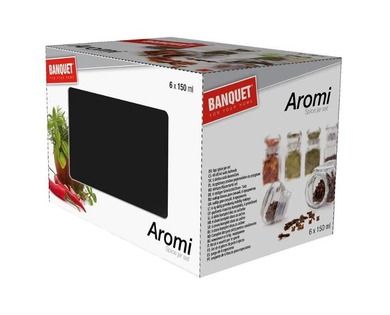 Banquet, Aromi, zestaw szklanych pojemników na przyprawy, 6-150 ml