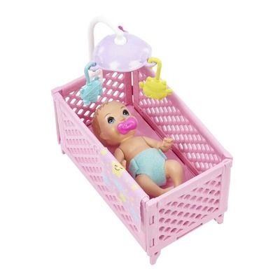 Barbie, Opiekunka, Usypianie maluszka, zestaw z lalką Skipper i bobasem, fioletowe pasemka