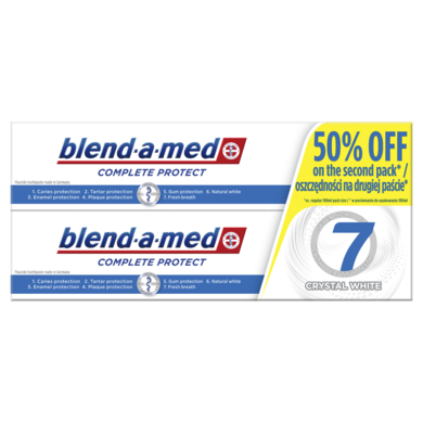 Blend-a-med, Complete Protect 7 Crystal White, pasta do zębów, 2-100 ml