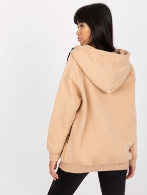 Bluza damska z kapturem, rozpinana, beżowa, Rue Paris