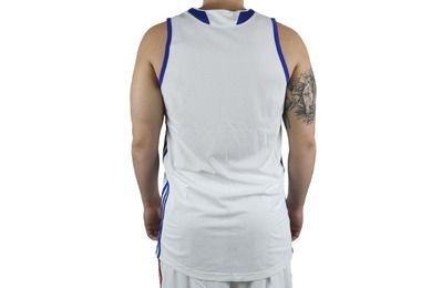 Bluzka męska bez rękawów, biała, Adidas E Kit JSY 3.0