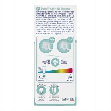 Chicco, pasta do zębów o smaku jabłkowo-bananowym, z fluorem, 50 ml, 6m+
