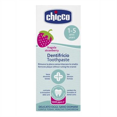 Chicco, pasta do zębów o smaku truskawokowym z fluorem, 50 ml, 12m+