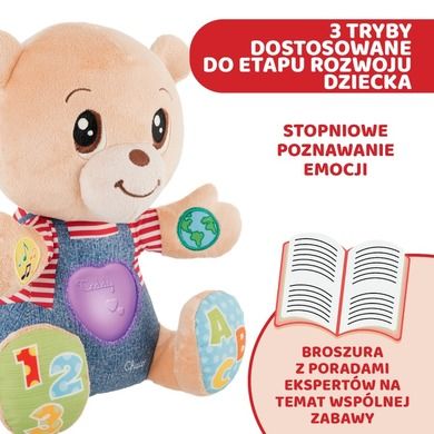Chicco, Teddy, Miś okazujący uczucia, zabawka edukacyjna, dwujęzyczna, 25 cm