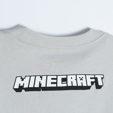 Cool Club, Bluzka chłopięca z długim rękawem, jasnoszara, Minecraft