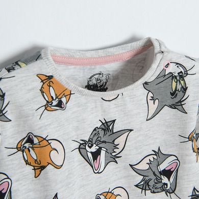 Cool Club, Komplet dziewczęcy, Sukienka z długim rękawem, Legginsy, szary, różowy, Tom & Jerry