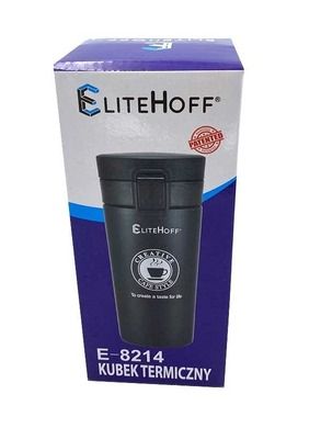 Elitehoff, termiczny kubek do kawy z filtrem, 400 ml, czarny, E-8214