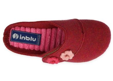Kapcie damskie, czerwone, kwiatki, Inblu