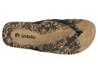 Klapki japonki damskie, czarne, kwiatki, Inblu