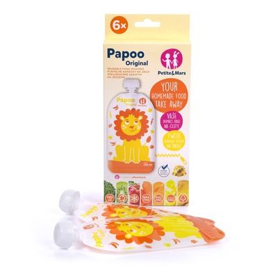 Papoo Original, Lew, wielorazowe saszetki na jedzenie, 6 szt.