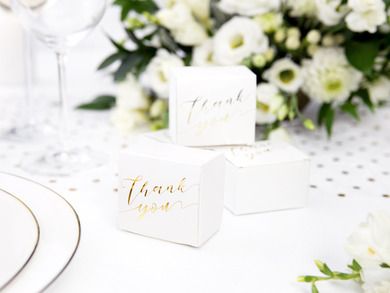 PartyDeco, ozdobne pudełeczka, thank you, biały, 6-3,5-5,5 cm, 10 szt.