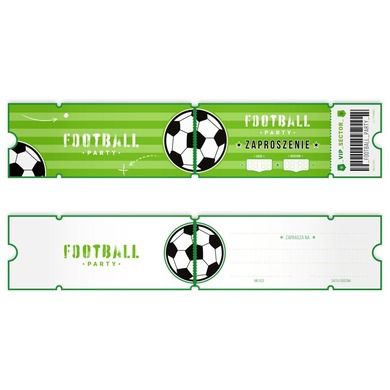 Piłka Nożna, zaproszenia urodzinowe, fotball, 6 szt.