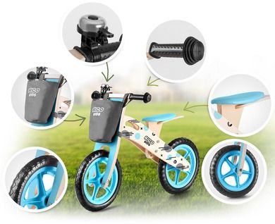 Ricokids, rowerek biegowy dla dzieci, drewniany, niebieski
