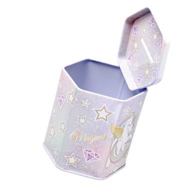Starpak, skarbonka metalowa, sześciokątna, unicorn