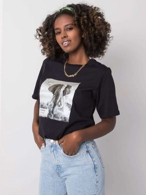 T-shirt damski, czarny, Pepper & Mint