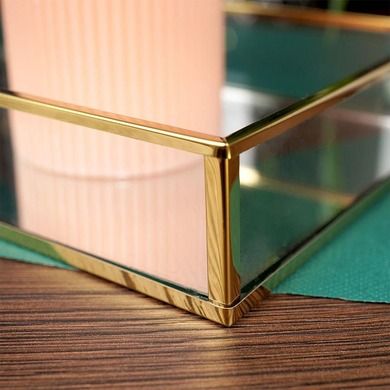 Vilde, taca na świece lustrzana prostokątna złota, metalowa, 42-15 cm