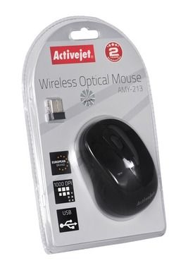 Activejet, mysz optyczna, AMY-213, 1600 DPI, czarna