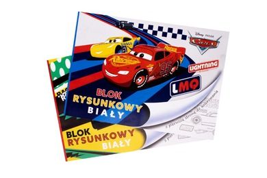 Beniamin, Auta, blok rysunkowy, biały, A4, 20 arkuszy, z pierwszą stroną do kolorowania