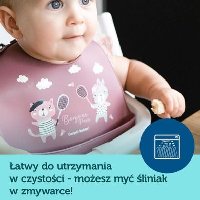 Canpol babies, Bonjour Paris, śliniak silikonowy z kieszonką, granatowy