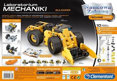 Clementoni, Laboratorium mechaniki, Buldożer, 10 modeli, zestaw konstrukcyjny, 200 elementów