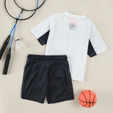 Cool Club, Komplet chłopięcy, T-shirt, Szorty, biało-granatowy
