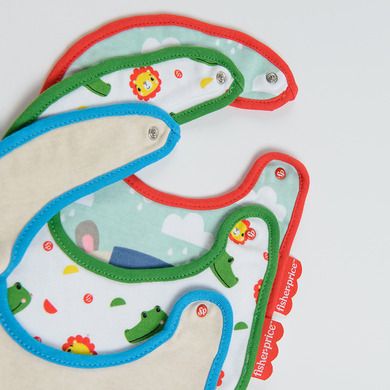 Cool Club, Śliniak niemowlęcy, mix, zwierzęta, Fisher-Price, zestaw, 3 szt.