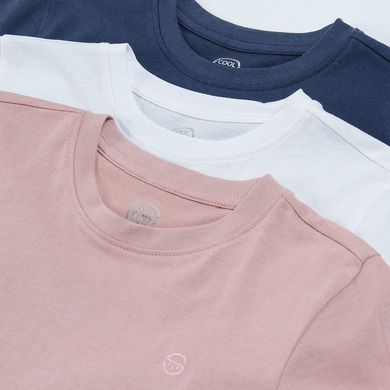 Cool Club, T-shirt dziewczęcy, biały, granatowy, różowy, zestaw, 3 szt.