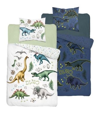 Dino, fluo, 2-częściowy komplet pościeli świecącej w ciemności, 160-200 cm