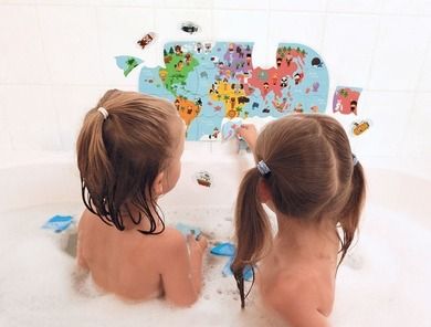 Janod, Mapa świata, puzzle do kąpieli, 28 elementów