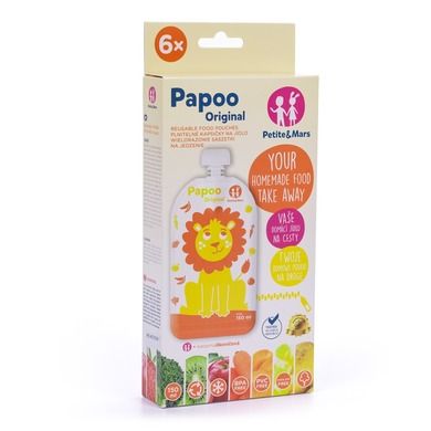 Papoo Original, Lew, wielorazowe saszetki na jedzenie, 6 szt.