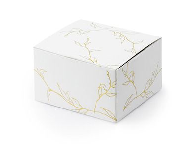PartyDeco, ozdobne pudełeczka, gałązki, biały, 6-3,5-5,5 cm, 10 szt.