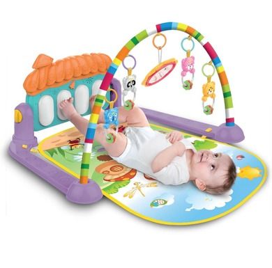 Ricokids, edukacyjna mata interaktywna XXL, z pianinkiem i zabawkami, fioletowa