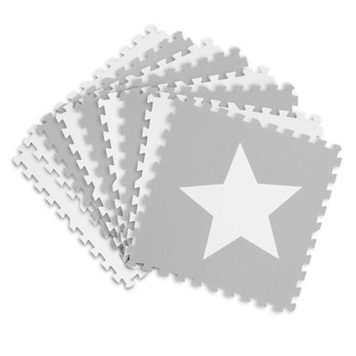 Ricokids, mata piankowa, puzzle, biało-szara w gwiazdki, 180-180 cm