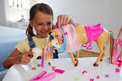 Barbie, Koniki, Stylizacja i opieka, zestaw z lalką i akcesoriami