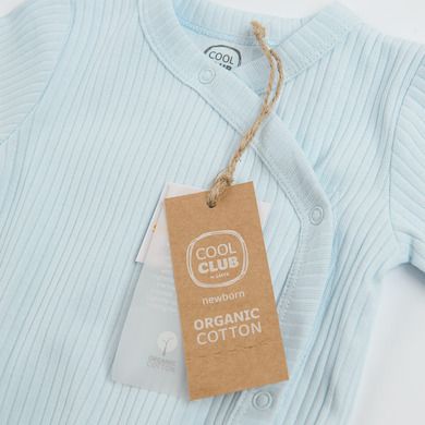 Cool Club, Body chłopięce z długim rękawem, bawełna organiczna, niebieskie