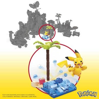 MEGA Pokemon, Pikachu na plaży, klocki, 79 elementów