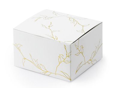PartyDeco, ozdobne pudełeczka, gałązki, biały, 6-3,5-5,5 cm, 10 szt.